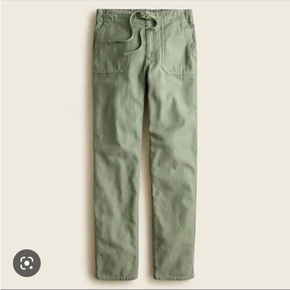 J. Crew Petite Tie waist camp pant BA315 Green MP M - Picture 3 of 6
